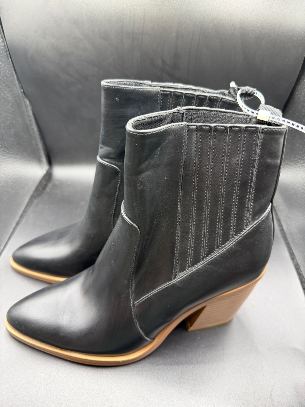 Black Ankle Boots with Block Heel - Women size 7.5